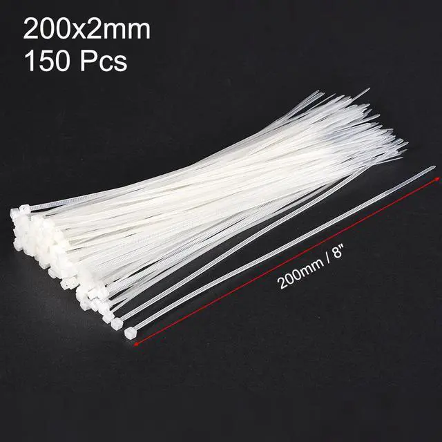 Alt view image 2 of 4 - Cable Zip Ties 200mmx2mm Self-Locking Nylon Tie Wraps White 150pcs