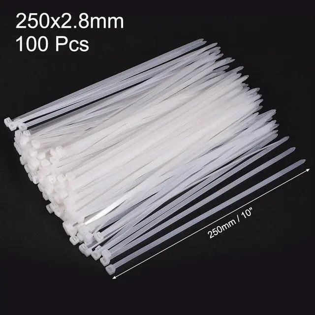 Alt view image 6 of 8 - Cable Zip Ties 250mmx2.8mm Self-Locking Nylon Tie Wraps White 100pcs