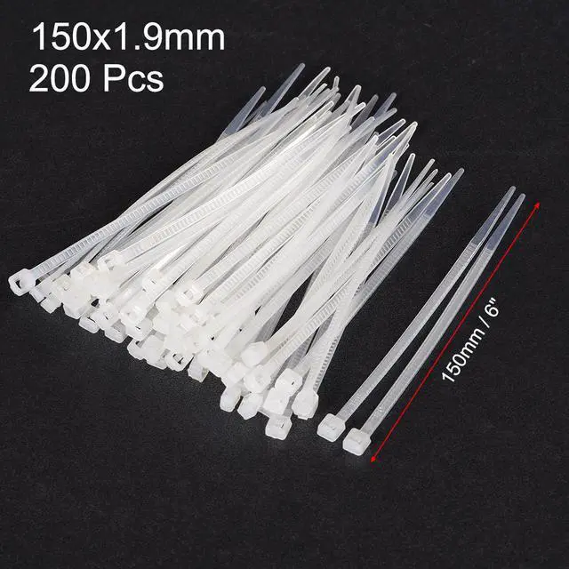 Alt view image 3 of 5 - Cable Zip Ties 150mmx1.9mm Self-Locking Nylon Tie Wraps White 200pcs