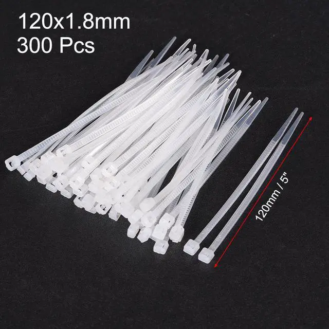 Alt view image 3 of 5 - Cable Zip Ties 5 x 0.07 Inch Self-Locking Nylon Tie Wraps White 300pcs