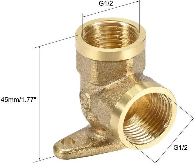 Alt view image 2 of 3 - Brass Pipe Fitting 90 Degree Drop Ear Elbow G1/2 Female X G1/2 Female 2pcs