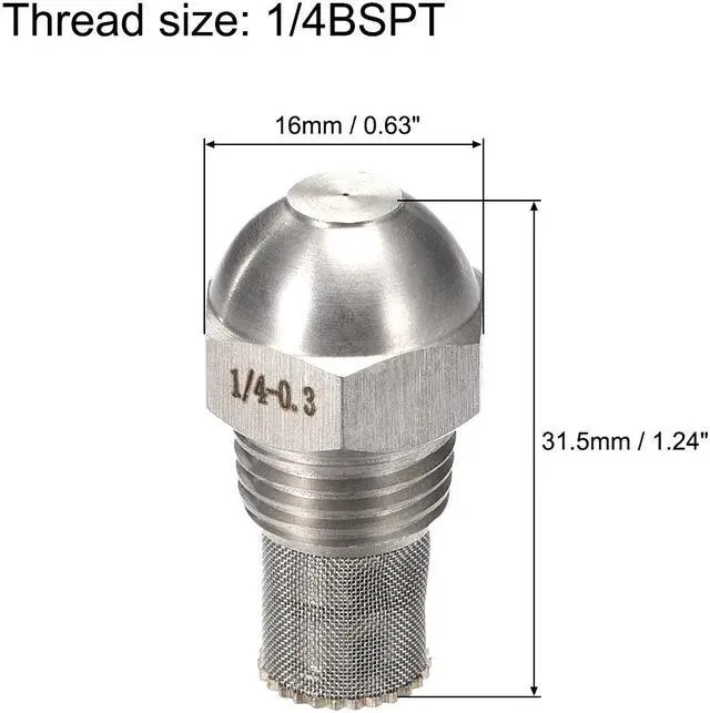 Alt view image 2 of 4 - Mist Nozzle - 1/4BSPT 0.3mm Orifice Dia 304 Stainless Steel Fine Atomizing Spray Tip