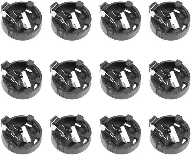 Main image of 12 Pcs CR1220 CR1225 Horizontal Coin Button Battery Holder Black Container Case