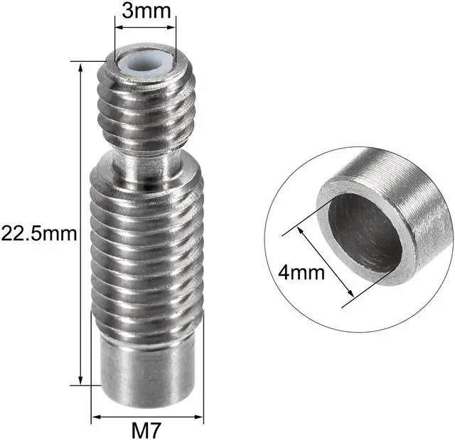 Alt view image 2 of 4 - M6x22.5mm Extruder 1.75mm Throat Tube for V6 Makerbot 3D Printer W PTFE Pipe 2pc