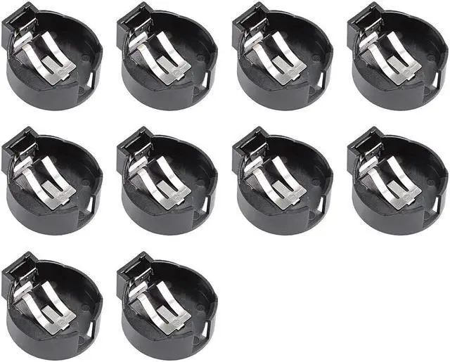 Main image of 10 Pcs CR2477 Horizontal Coin Button Battery Holder Black Container Case