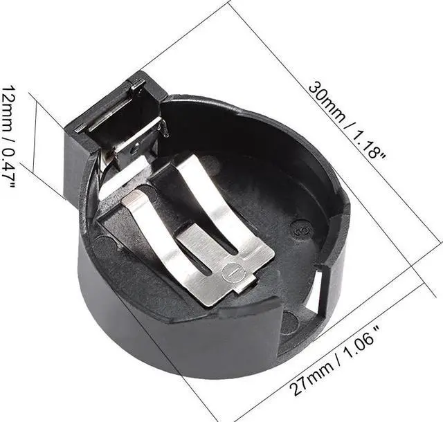 Alt view image 2 of 4 - 10 Pcs CR2477 Horizontal Coin Button Battery Holder Black Container Case