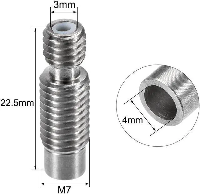 Alt view image 2 of 4 - M6x22.5mm Extruder 1.75mm Throat Tube for V6 Makerbot 3D Printer W PTFE Pipe 5pc
