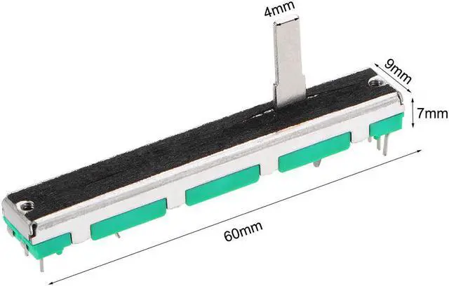 Alt view image 4 of 10 - 2pcs Fader Variable Resistors Mixer 60mm Straight Slide Potentiometer B103 10K Ohm Linear Double Potentiometers for Dimming Tuning