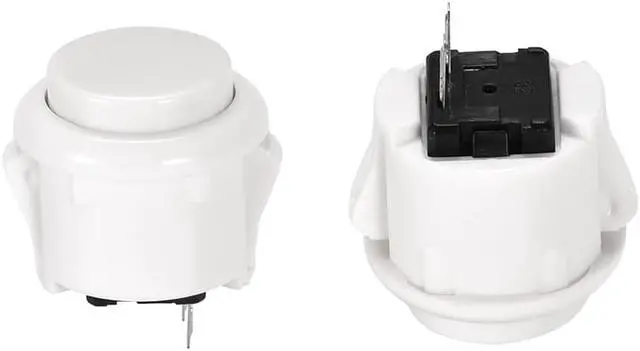 Alt view image 2 of 3 - 23mm Mounting Hole Momentary Game Push Button Switch Round for Arcade Video Games White 6pcs