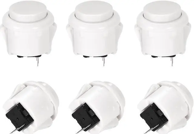 Main image of 23mm Mounting Hole Momentary Game Push Button Switch Round for Arcade Video Games White 6pcs