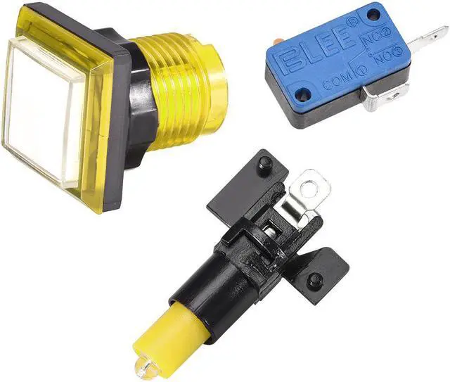 Alt view image 3 of 3 - Game Push Button 34x34 Square 12V LED Illuminated Push Button Switch with Micro switch for Arcade Video Games White Yellow 5pcs