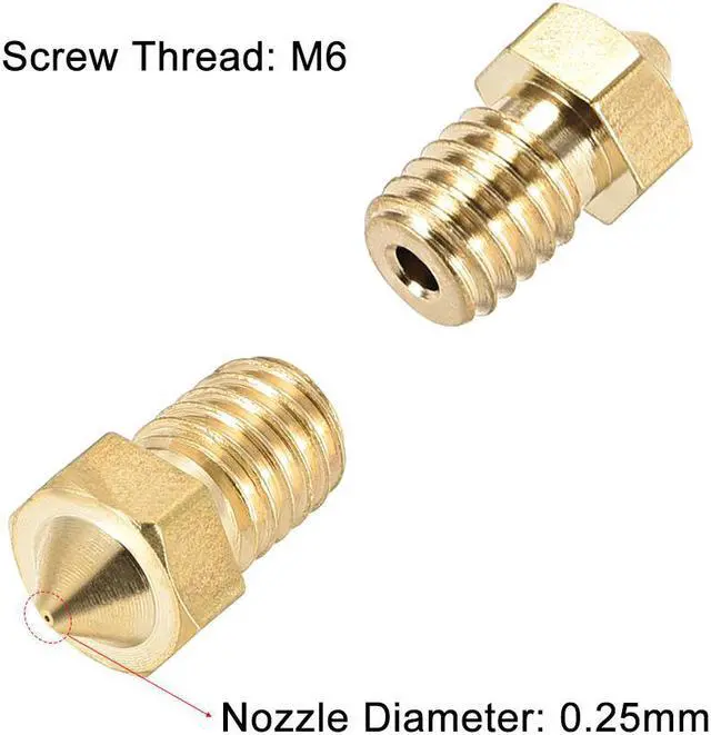 Alt view image 3 of 5 - 0.25mm 3D Printer Nozzle, Fit V6 Extruder Head, for 1.75mm Filament Brass 10pcs