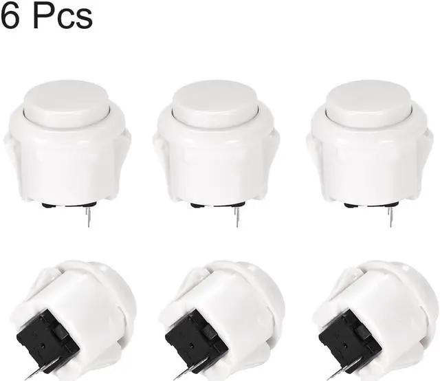 Alt view image 3 of 3 - 23mm Mounting Hole Momentary Game Push Button Switch Round for Arcade Video Games White 6pcs