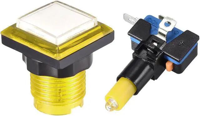 Alt view image 2 of 3 - Game Push Button 34x34 Square 12V LED Illuminated Push Button Switch with Micro switch for Arcade Video Games White Yellow 5pcs