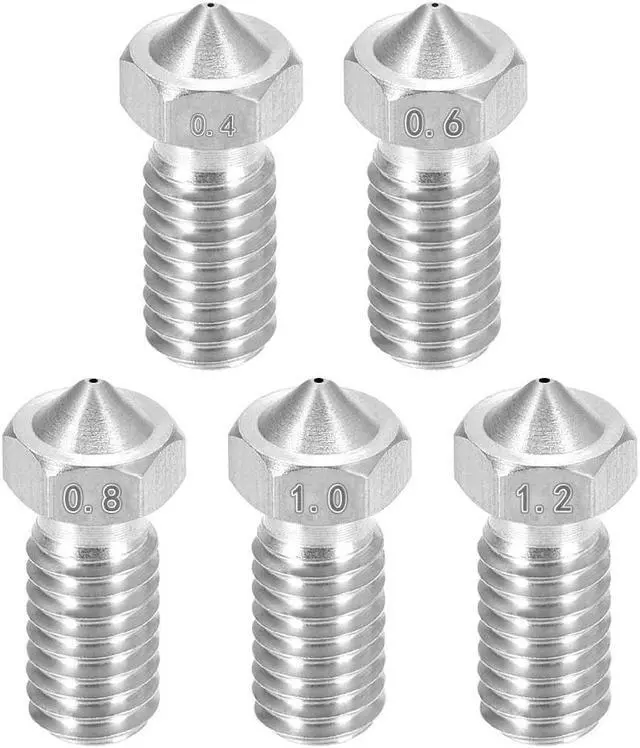 Main image of 3D Printer Nozzle Fit for V6,for 1.75mm Filament Stainless Steel,0.4mm - 1.2mm Total 5pcs