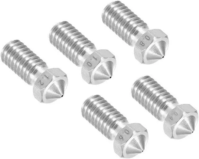 Alt view image 5 of 5 - 3D Printer Nozzle Fit for V6,for 1.75mm Filament Stainless Steel,0.4mm - 1.2mm Total 5pcs