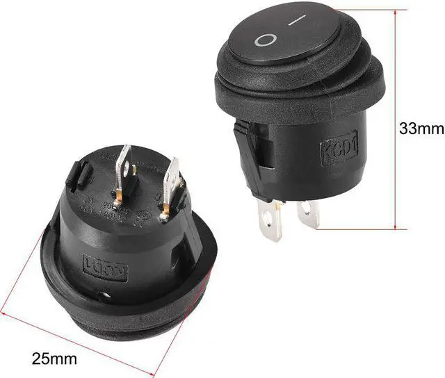 Alt view image 2 of 4 - Boat Rocker Switch Black Round Waterproof Toggle Switches for Boat Car Marine ON/OFF AC 250V/6A 125V/10A 1pcs
