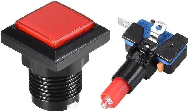 Alt view image 2 of 3 - Game Push Button 34x34 Square 12V LED Illuminated Push Button Switch with Micro Switch for Arcade Video Games Red 5pcs