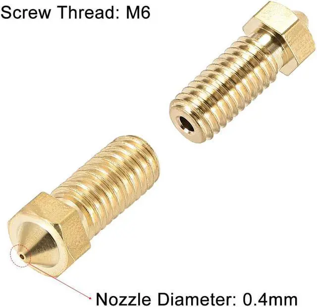 Alt view image 3 of 5 - 0.4mm 3D Printer Nozzle, Fit V6 Extruder Head, for 1.75mm Filament Brass 5pcs