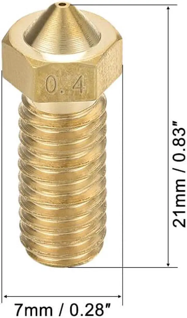 Alt view image 2 of 5 - 0.4mm 3D Printer Nozzle, Fit V6 Extruder Head, for 1.75mm Filament Brass 5pcs