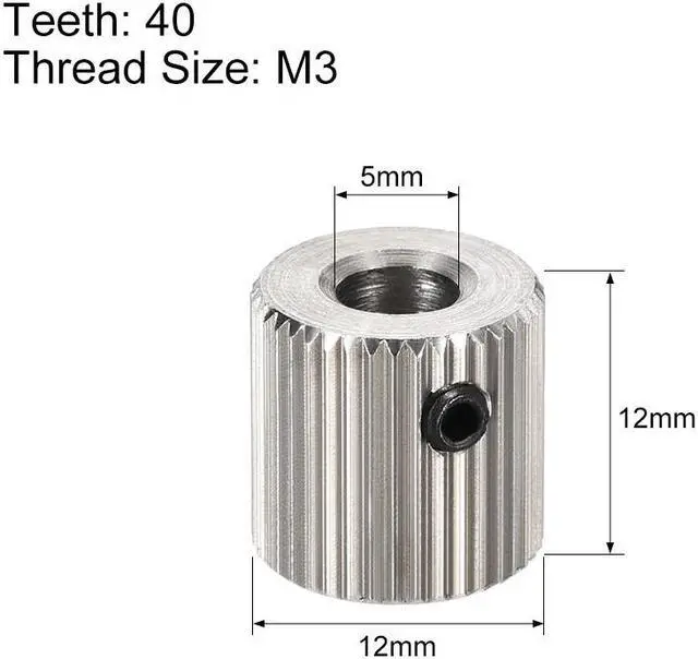 Alt view image 2 of 3 - MK7/MK8 Drive Gear Extruder Driver Feeder Gear 40T 5mm Bore 3pcs