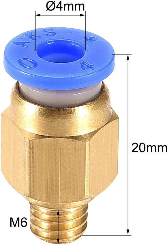 Alt view image 3 of 4 - M6 Tube Fitting for 3D Printer Push Fixings, for 4mm Tube 1.75mm Filament 10pcs