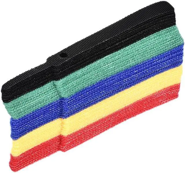 Alt view image 6 of 7 - Reusable Cable Ties, 4 Inch Hook and Loop Cord Wraps, 5 Color Zip Tie 50pcs