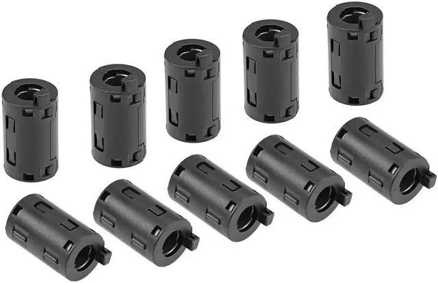 Main image of 11mm Ferrite Cores Ring Clip-On RFI EMI Noise Suppression Filter Cable Clip, Black 10pcs
