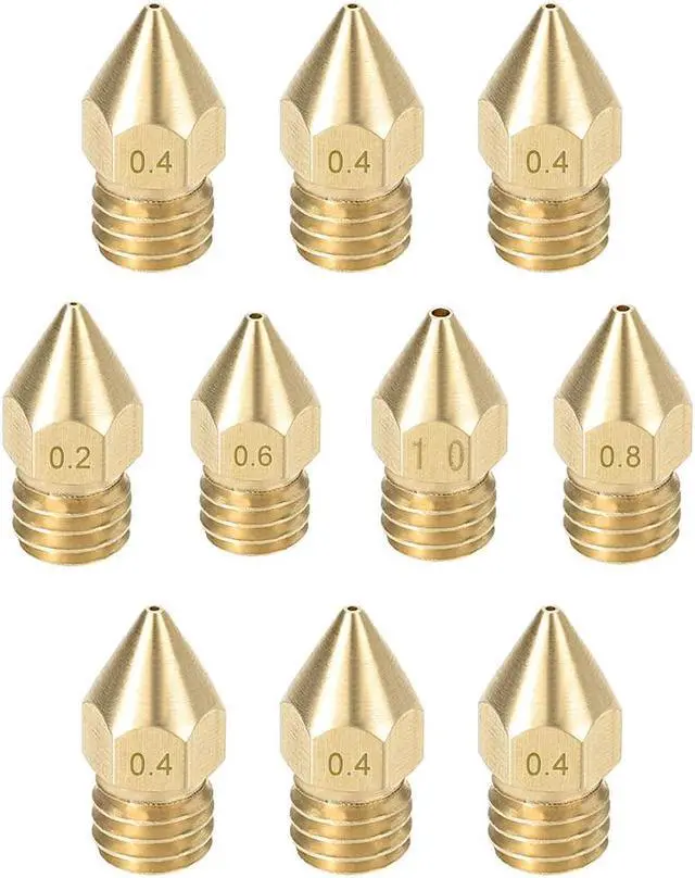 Main image of 3D Printer Nozzle Fit for MK8,for 1.75mm Filament Brass,0.2mm - 1mm Total 10pcs