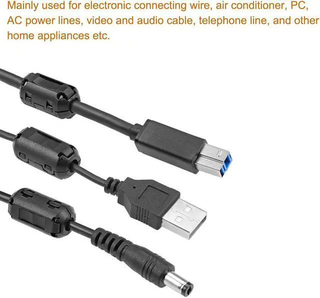 Alt view image 5 of 5 - 5mm Ferrite Cores Ring Clip-On RFI EMI Noise Suppression Filter Cable Clip, Black 10pcs