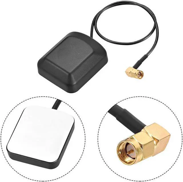 Alt view image 3 of 3 - GPS Active Antenna 90-Degree SMA Male Plug 28dB Aerial Connector Cable with Magnetic Mount 0.5 Meter Wire