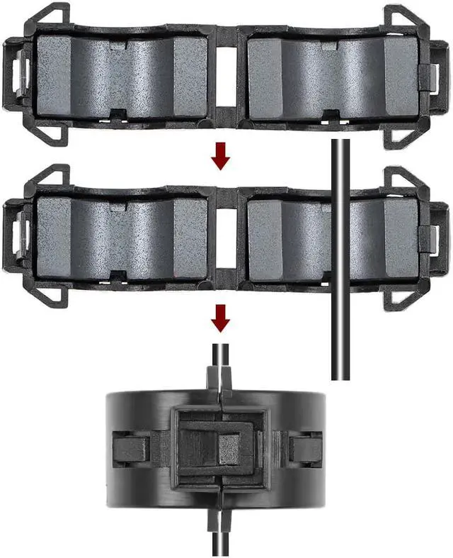 Alt view image 3 of 4 - 15mm Ferrite Cores Ring Clip-On RFI EMI Noise Suppression Filter Cable Clip, Black 10pcs