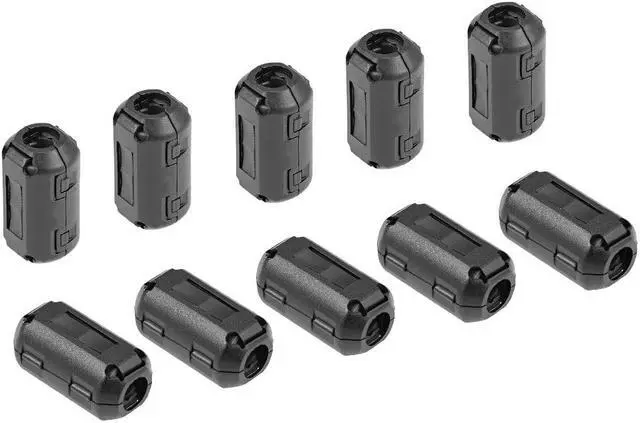Main image of 9mm Ferrite Cores Ring Clip-On RFI EMI Noise Suppression Filter Cable Clip, Black 10pcs