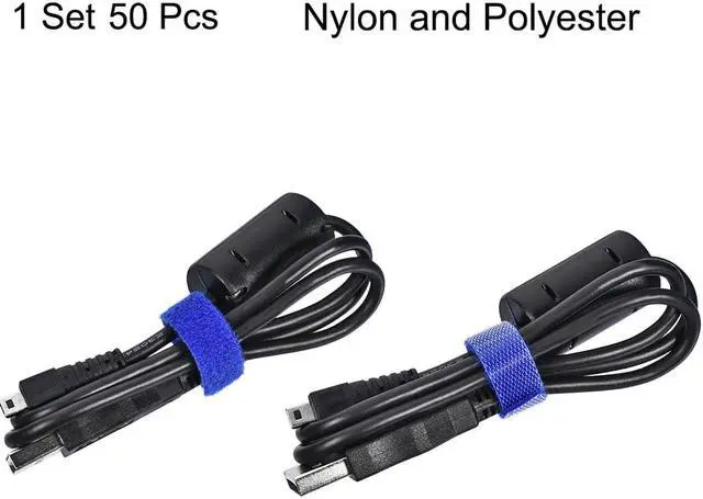 Alt view image 3 of 7 - Reusable Cable Ties, 4 Inch Hook and Loop Cord Wraps, 5 Color Zip Tie 50pcs