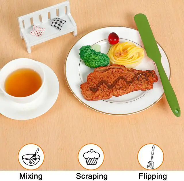 Alt view image 6 of 7 - Silicone Spatula Set 3 Pcs Heat Resistant Non-scratch Kitchen Turner Non Stick Spatulas for Baking Scraping Green