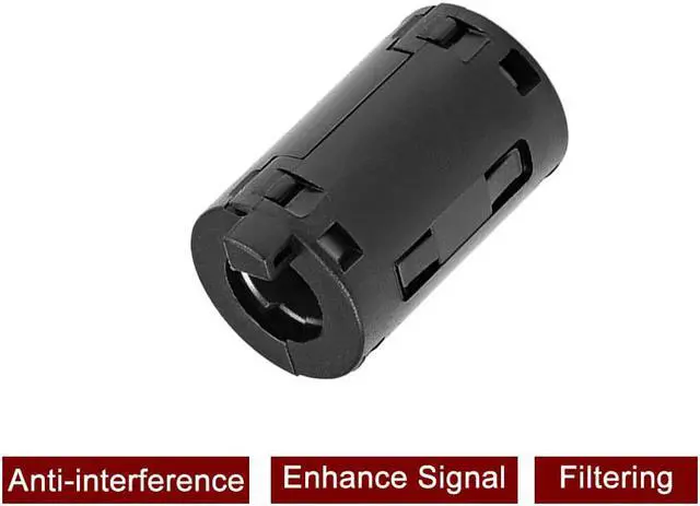 Alt view image 5 of 5 - 11mm Ferrite Cores Ring Clip-On RFI EMI Noise Suppression Filter Cable Clip, Black 10pcs