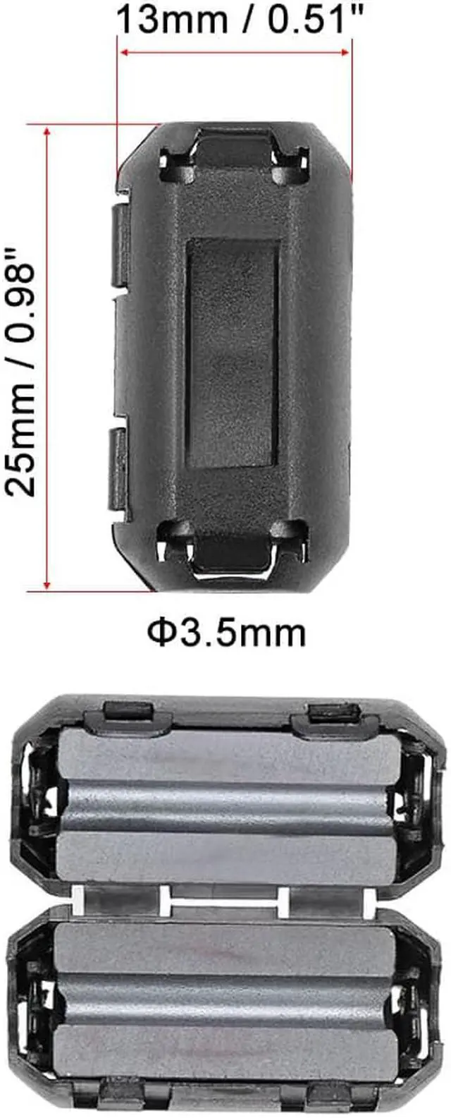 Alt view image 2 of 5 - 3.5mm Ferrite Cores Ring Clip-On RFI EMI Noise Suppression Filter Cable Clip, Black 10pcs
