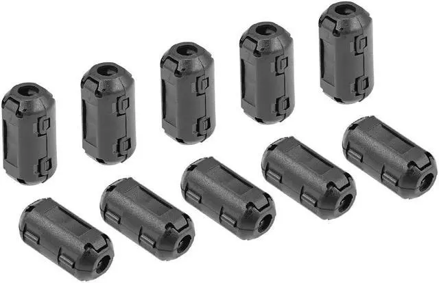 Main image of 5mm Ferrite Cores Ring Clip-On RFI EMI Noise Suppression Filter Cable Clip, Black 10pcs