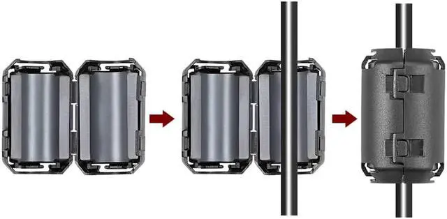 Alt view image 3 of 10 - 13mm Ferrite Cores Ring Clip-On RFI EMI Noise Suppression Filter Cable Clip, Black 10pcs