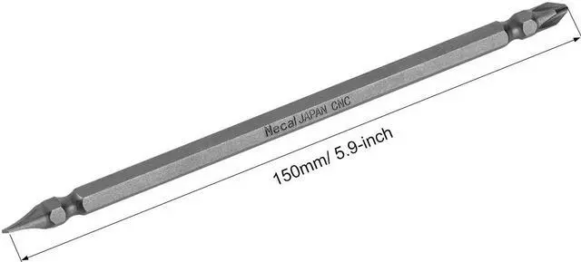 Alt view image 2 of 4 - 1/4inch Hex Shank 150mm Length Magnetic Screwdriver SL6/PH2 Slotted-Phillips Double-Head Screwdriver Bits S2 Alloy Steel