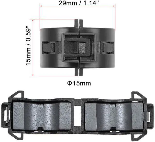 Alt view image 2 of 4 - 15mm Ferrite Cores Ring Clip-On RFI EMI Noise Suppression Filter Cable Clip, Black 10pcs