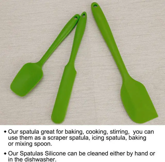 Alt view image 5 of 7 - Silicone Spatula Set 3 Pcs Heat Resistant Non-scratch Kitchen Turner Non Stick Spatulas for Baking Scraping Green