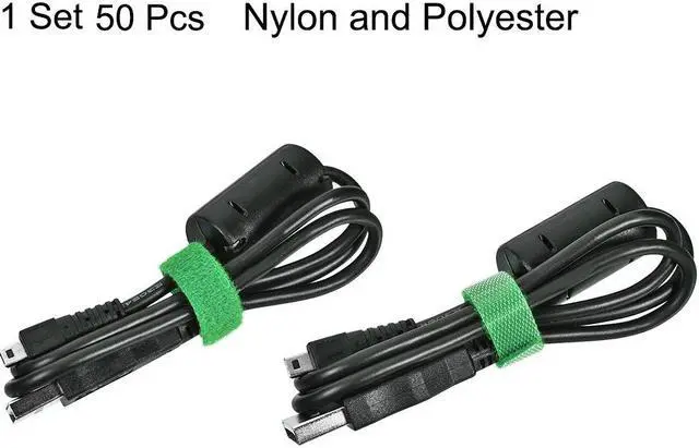 Alt view image 3 of 7 - Reusable Cable Ties, 4 Inch Hook and Loop Cord Wraps, Green Zip Tie 50pcs
