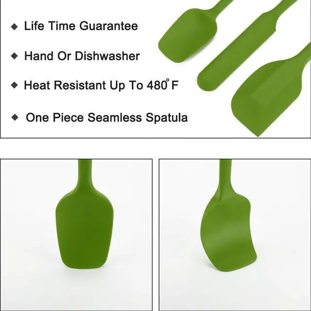 Alt view image 3 of 7 - Silicone Spatula Set 3 Pcs Heat Resistant Non-scratch Kitchen Turner Non Stick Spatulas for Baking Scraping Green
