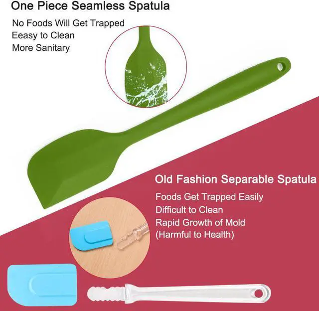 Alt view image 4 of 7 - Silicone Spatula Set 3 Pcs Heat Resistant Non-scratch Kitchen Turner Non Stick Spatulas for Baking Scraping Green
