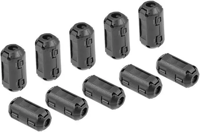 Main image of 3.5mm Ferrite Cores Ring Clip-On RFI EMI Noise Suppression Filter Cable Clip, Black 10pcs
