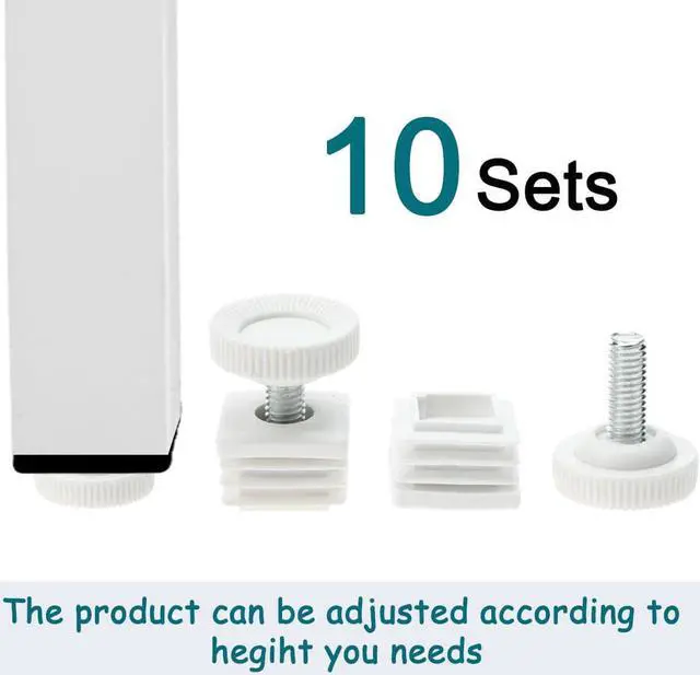 Alt view image 7 of 7 - Leveling Feet 25 x 50mm Rectangle Tube Inserts Kit Furniture Glide Adjustable Leveler for Chair Desk Leg 8 Sets