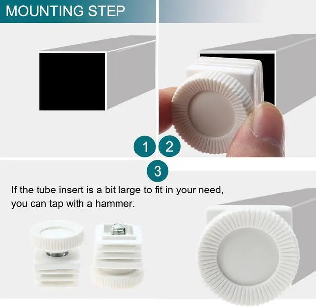 Alt view image 5 of 7 - Leveling Feet 25 x 50mm Rectangle Tube Inserts Kit Furniture Glide Adjustable Leveler for Chair Desk Leg 8 Sets