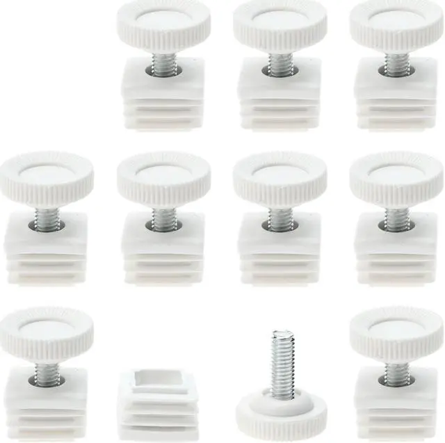 Main image of Leveling Feet 25 x 50mm Rectangle Tube Inserts Kit Furniture Glide Adjustable Leveler for Chair Desk Leg 8 Sets