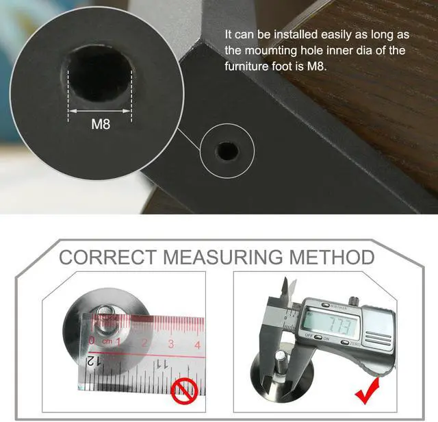 Alt view image 3 of 7 - M8 x 10 x 25mm Leveling Feet Adjustable Leveler Floor Protector for House Furniture Chair Table Desk Leg 4pcs